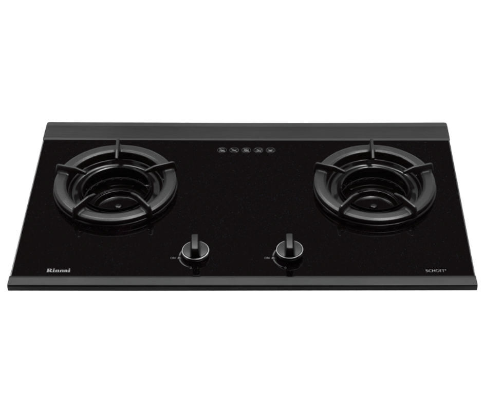 Built in gas hob 780mm 2 inner burners SCHOTT glass