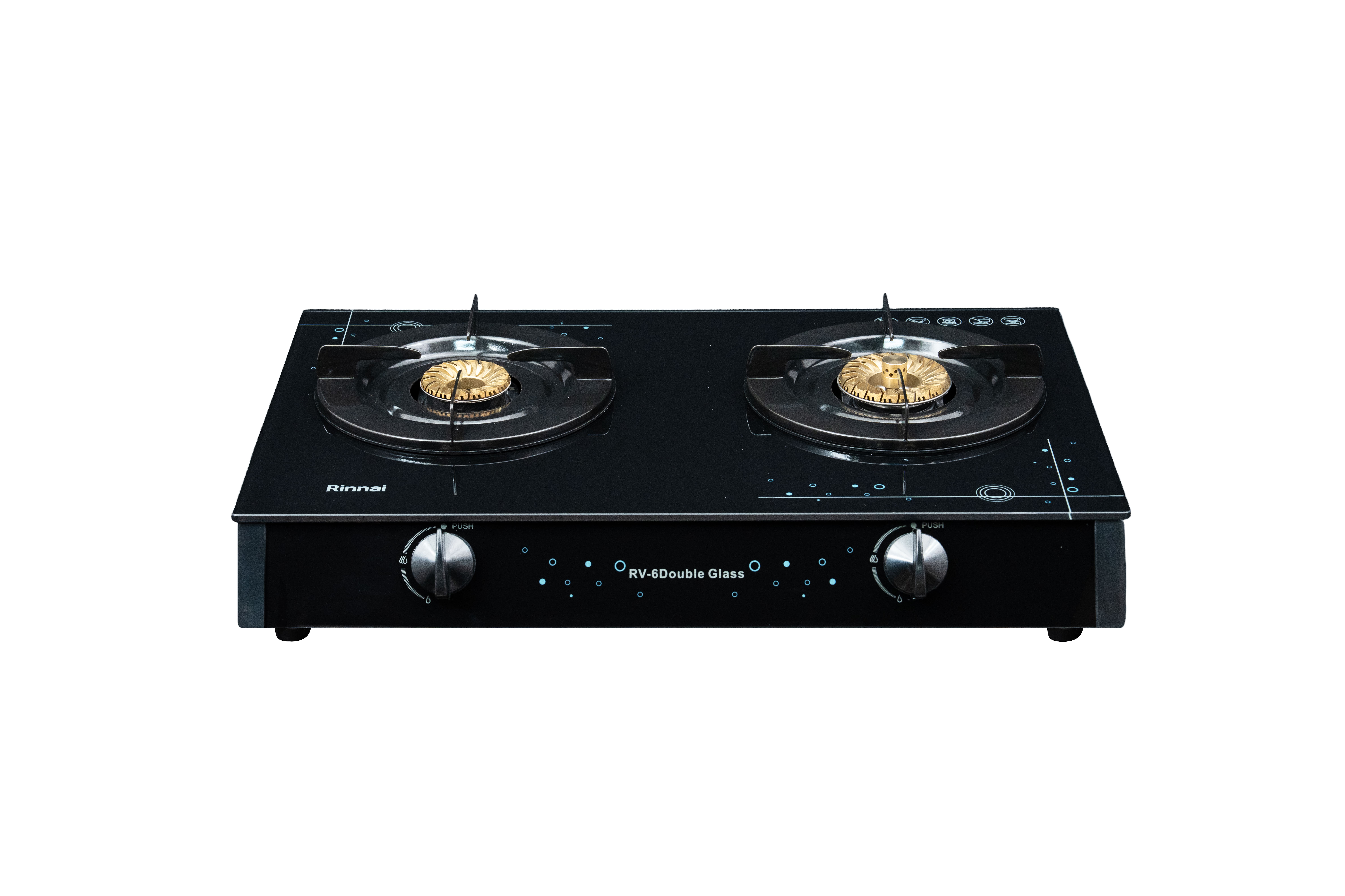 Gas table cooker 608mm tempered glass top plate on both sides