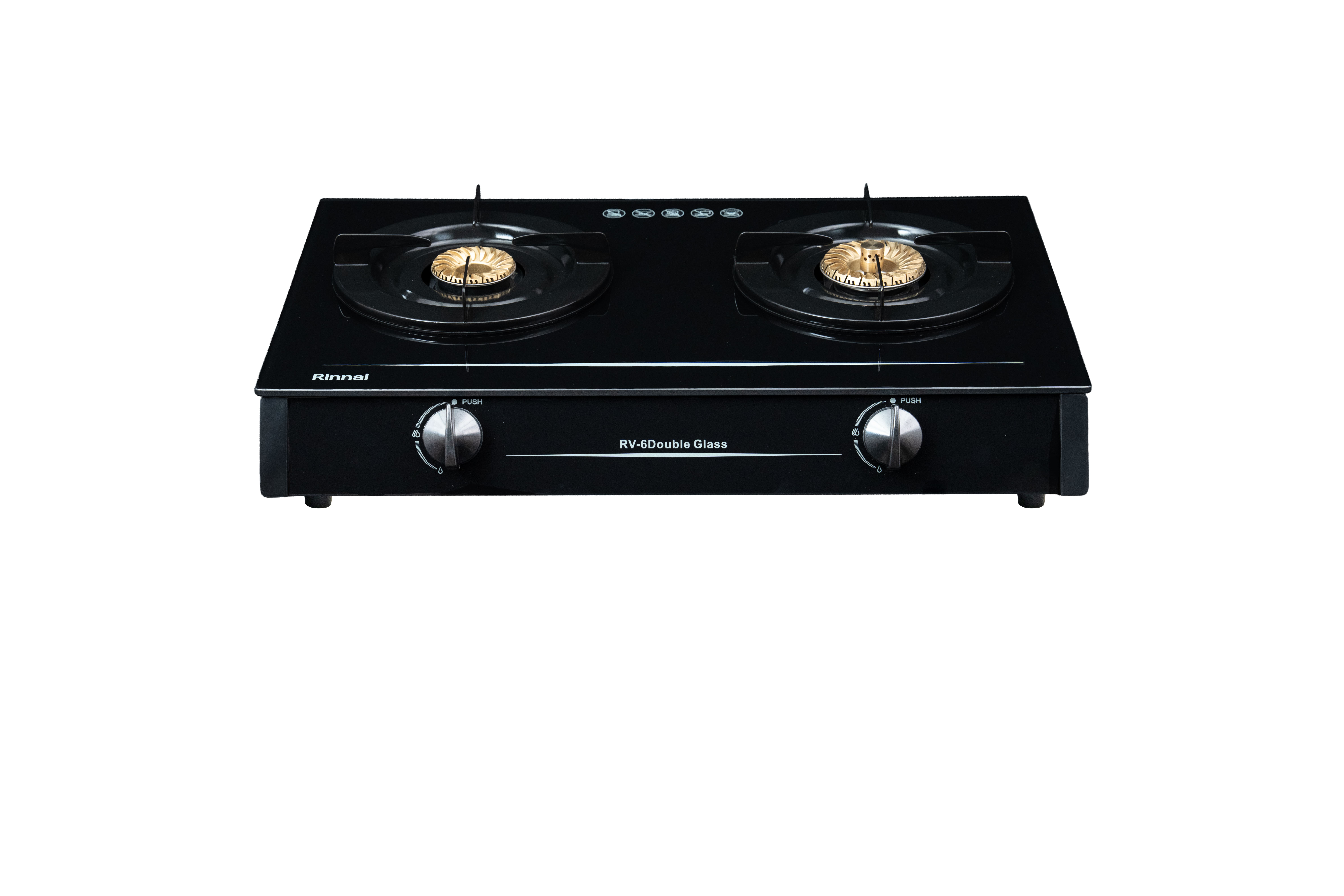 Gas table cooker 608mm tempered glass top plate on both sides